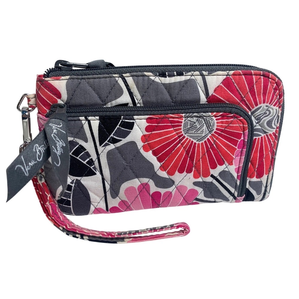 Vera Bradley Cherry Blossom Wristlet Wallet Floral‎ Quilted Zip Clutch Small EUC